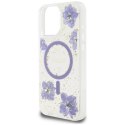 Etui Guess Resin Flowers MagSafe do iPhone 16 Pro fioletowy