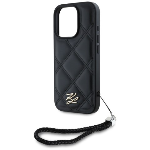 Etui Karl Lagerfeld Quilted Initial Logo & Chain Strap do iPhone 16 Pro Max czarny