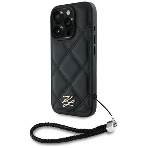 Etui Karl Lagerfeld Quilted Initial Logo & Chain Strap do iPhone 16 Pro czarny