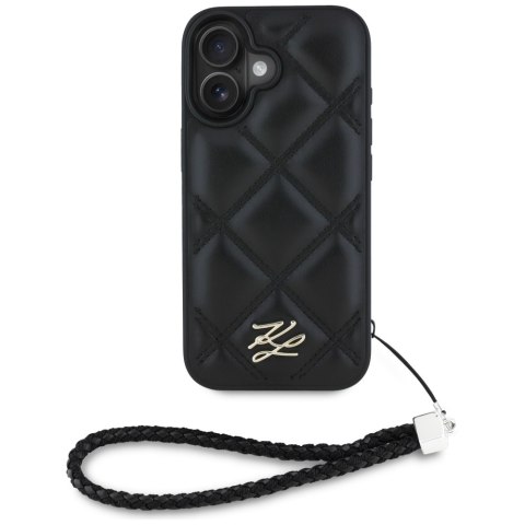 Etui Karl Lagerfeld Quilted Initial Logo & Chain Strap do iPhone 16 czarny