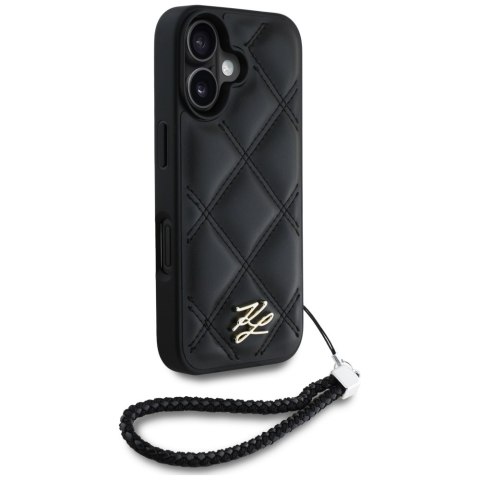 Etui Karl Lagerfeld Quilted Initial Logo & Chain Strap do iPhone 16 czarny