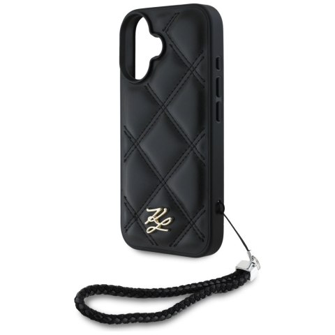 Etui Karl Lagerfeld Quilted Initial Logo & Chain Strap do iPhone 16 czarny