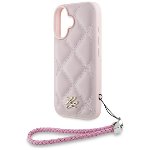 Etui Karl Lagerfeld Quilted Initial Logo & Chain Strap do iPhone 16 różowy