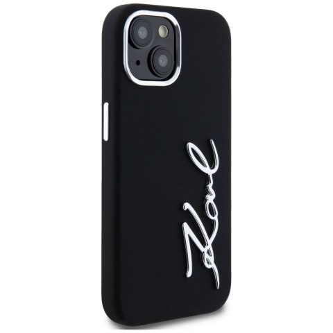 Etui Karl Lagerfeld Silicone Metal Script Logo do iPhone 15 czarny