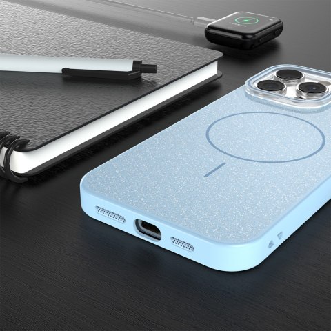 Nakładka Glitter Thin Mag do iPhone 16 6,1" niebieska