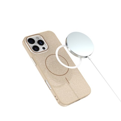 Nakładka Glitter Thin Mag do iPhone 16 Pro 6,3" brązowa