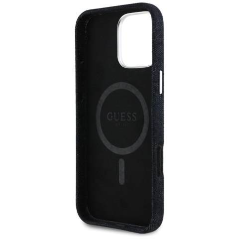 Guess Nakładka HC MagSafe FW Denim Triangle Logo do iPhone 16 Pro Czarna