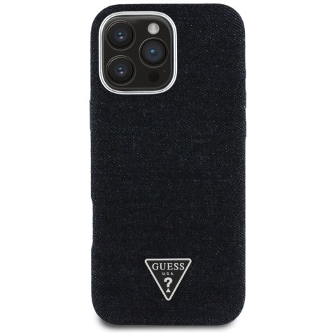 Guess Nakładka HC MagSafe FW Denim Triangle Logo do iPhone 16 Pro Max Czarna