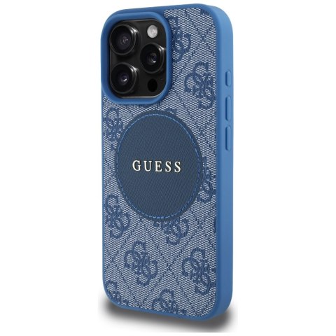 Guess Nakładka HC MagSafe PU 4G Circle with Classic Logo do iPhone 16 Pro Max Niebieska