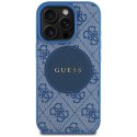 Guess Nakładka HC MagSafe PU 4G Circle with Classic Logo do iPhone 16 Pro Max Niebieska