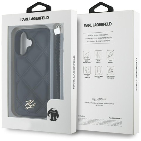 Karl Lagerfeld Nakładka HC Quilted PU Initial Logo & Chain Strap do iPhone 16 Czarna