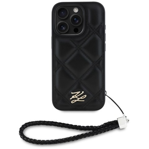 Karl Lagerfeld Nakładka HC Quilted PU Initial Logo & Chain Strap do iPhone 16 Pro Max Czarna