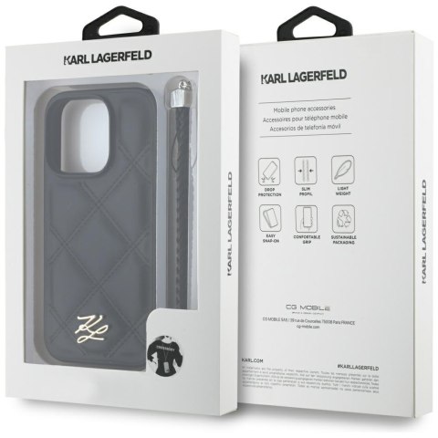 Karl Lagerfeld Nakładka HC Quilted PU Initial Logo & Chain Strap do iPhone 16 Pro Max Czarna