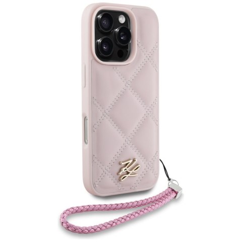 Karl Lagerfeld Nakładka HC Quilted PU Initial Logo & Chain Strap do iPhone 16 Pro Różowa