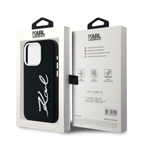 Etui Karl Lagerfeld Silicone Metal Script Logo do iPhone 15 Pro Max czarny