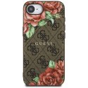 Etui Guess 4G Flowers Print MagSafe do iPhone 16e brązowy