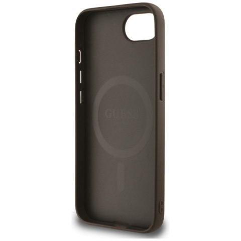 Etui Guess 4G Flowers Print MagSafe do iPhone 16e brązowy