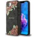Etui Guess 4G Flowers Print MagSafe do iPhone 16e czarny