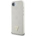 Etui Guess Grained Hot Stamp Peony Triangle Logo MagSafe do iPhone 16e beżowy