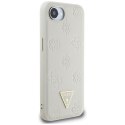 Etui Guess Grained Hot Stamp Peony Triangle Logo MagSafe do iPhone 16e beżowy