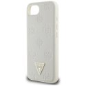 Etui Guess Grained Hot Stamp Peony Triangle Logo MagSafe do iPhone 16e beżowy