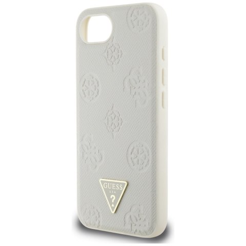 Etui Guess Grained Hot Stamp Peony Triangle Logo MagSafe do iPhone 16e beżowy