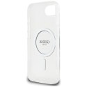 Etui Guess IML Glitter Circle MagSafe do iPhone 16e przezroczysty
