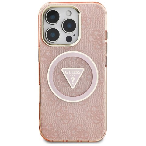 Etui Guess IML Metal Glitter 4G Circle Triangle MagSafe do iPhone 16 Pro Max różowy