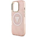 Etui Guess IML Metal Glitter 4G Circle Triangle MagSafe do iPhone 16 Pro Max różowy