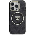 Etui Guess IML Metal Glitter 4G Circle Triangle MagSafe do iPhone 16 Pro czarny