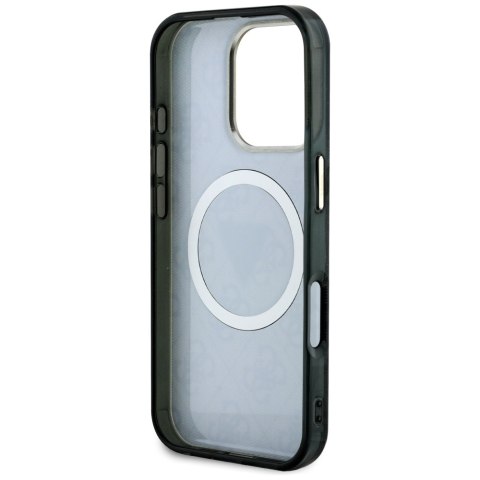 Etui Guess IML Metal Glitter 4G Circle Triangle MagSafe do iPhone 16 Pro czarny