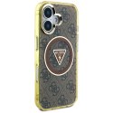 Etui Guess IML Metal Glitter 4G Circle Triangle MagSafe do iPhone 16 brązowy