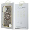 Etui Guess IML Metal Glitter 4G Circle Triangle MagSafe do iPhone 16 brązowy