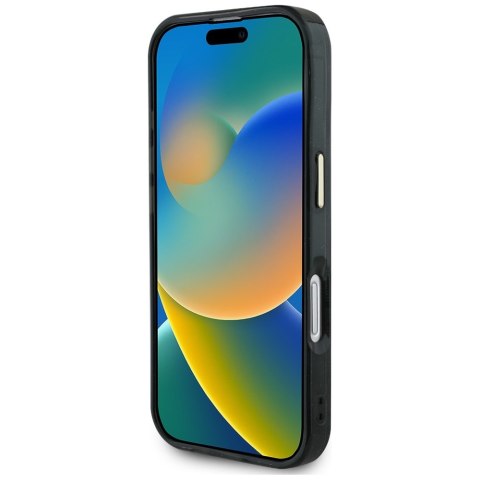 Etui Guess IML Metal Glitter 4G Circle Triangle MagSafe do iPhone 16 czarny