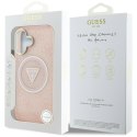 Etui Guess IML Metal Glitter 4G Circle Triangle MagSafe do iPhone 16 różowy