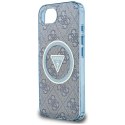 Etui Guess IML Metal Glitter 4G Circle Triangle MagSafe do iPhone 16e niebieski