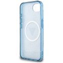 Etui Guess IML Metal Glitter 4G Circle Triangle MagSafe do iPhone 16e niebieski
