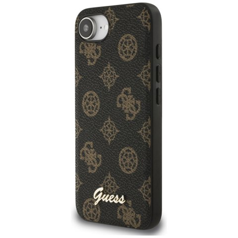 Etui Guess Peony Script Logo MagSafe do iPhone 16e czarny