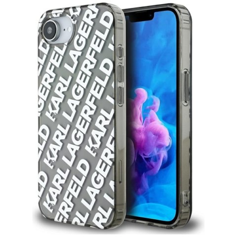 Etui Karl Lagerfeld IML Repeat Logo do iPhone 16e srebrny