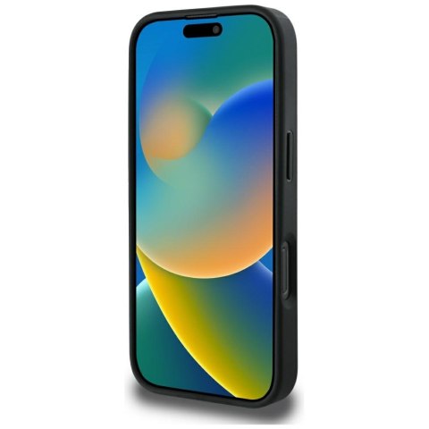 Etui Guess Grained Hot Stamp Peony Triangle Logo MagSafe do iPhone 16 Pro Max czarny