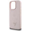 Etui Guess Grained Hot Stamp Peony Triangle Logo MagSafe do iPhone 16 Pro Max różowy