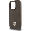 Etui Guess Grained Hot Stamp Peony Triangle Logo MagSafe do iPhone 16 Pro brązowy