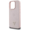 Etui Guess Grained Hot Stamp Peony Triangle Logo MagSafe do iPhone 16 Pro różowy