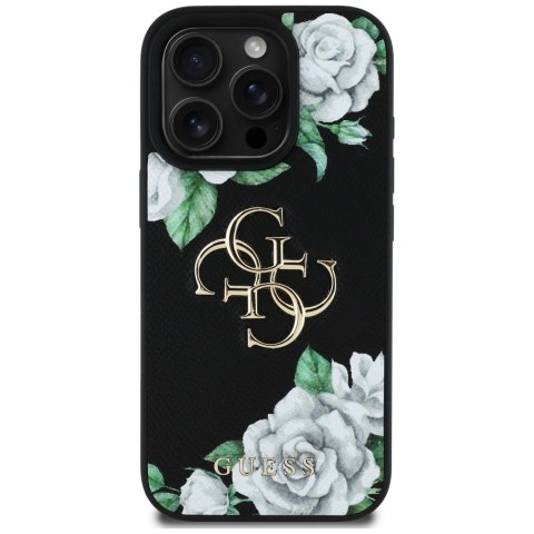 Etui Guess Grained Roses Big 4G logo do iPhone 16 Pro Max czarny
