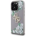 Etui Guess Grained Roses Big 4G logo do iPhone 16 Pro Max fioletowy