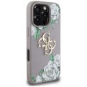 Etui Guess Grained Roses Big 4G logo do iPhone 16 Pro Max fioletowy