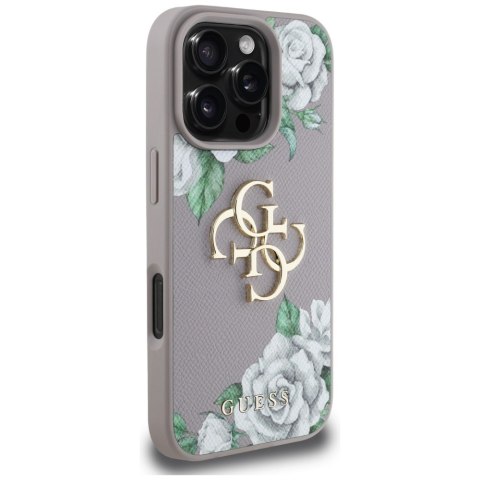 Etui Guess Grained Roses Big 4G logo do iPhone 16 Pro Max fioletowy