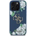 Etui Guess Grained Roses Big 4G logo do iPhone 16 Pro Max niebieski