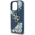 Etui Guess Grained Roses Big 4G logo do iPhone 16 Pro Max niebieski