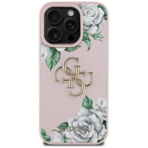 Etui Guess Grained Roses Big 4G logo do iPhone 16 Pro Max różowy